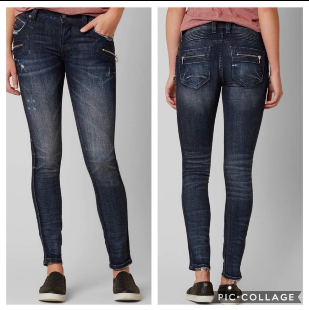 Rock Revival NWT Moto Style Cladelle Skinny Stretch Blue Jeans, Size 24